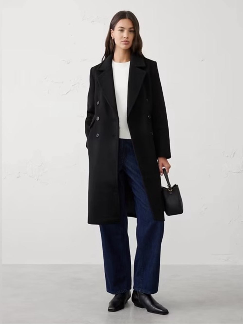 NWT! BANANA REPUBLIC BLACK TIMELESS TOPCOAT